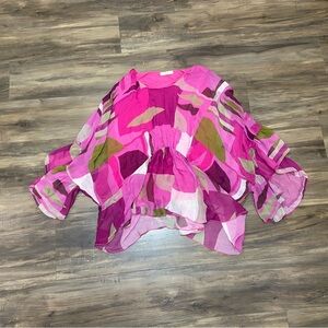 Made In Italy Pink Patterned Women's Blouse